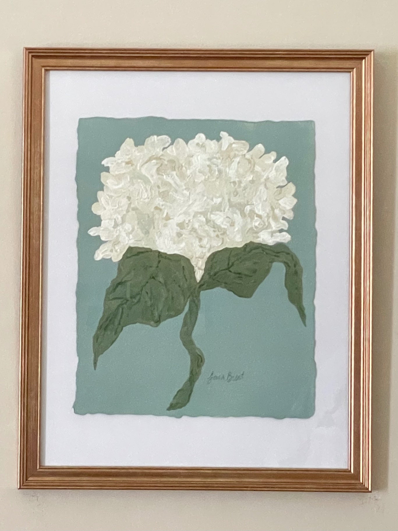 White Hydrangea on Blue