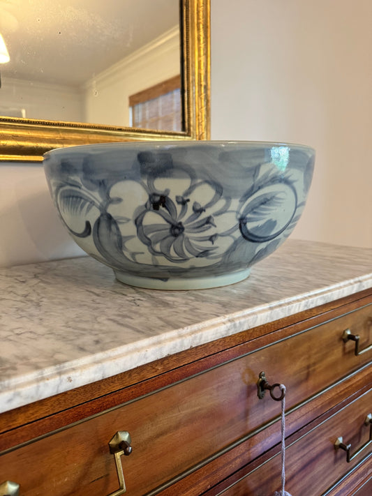 Blue & White Twisted Flower Porcelain Bowl