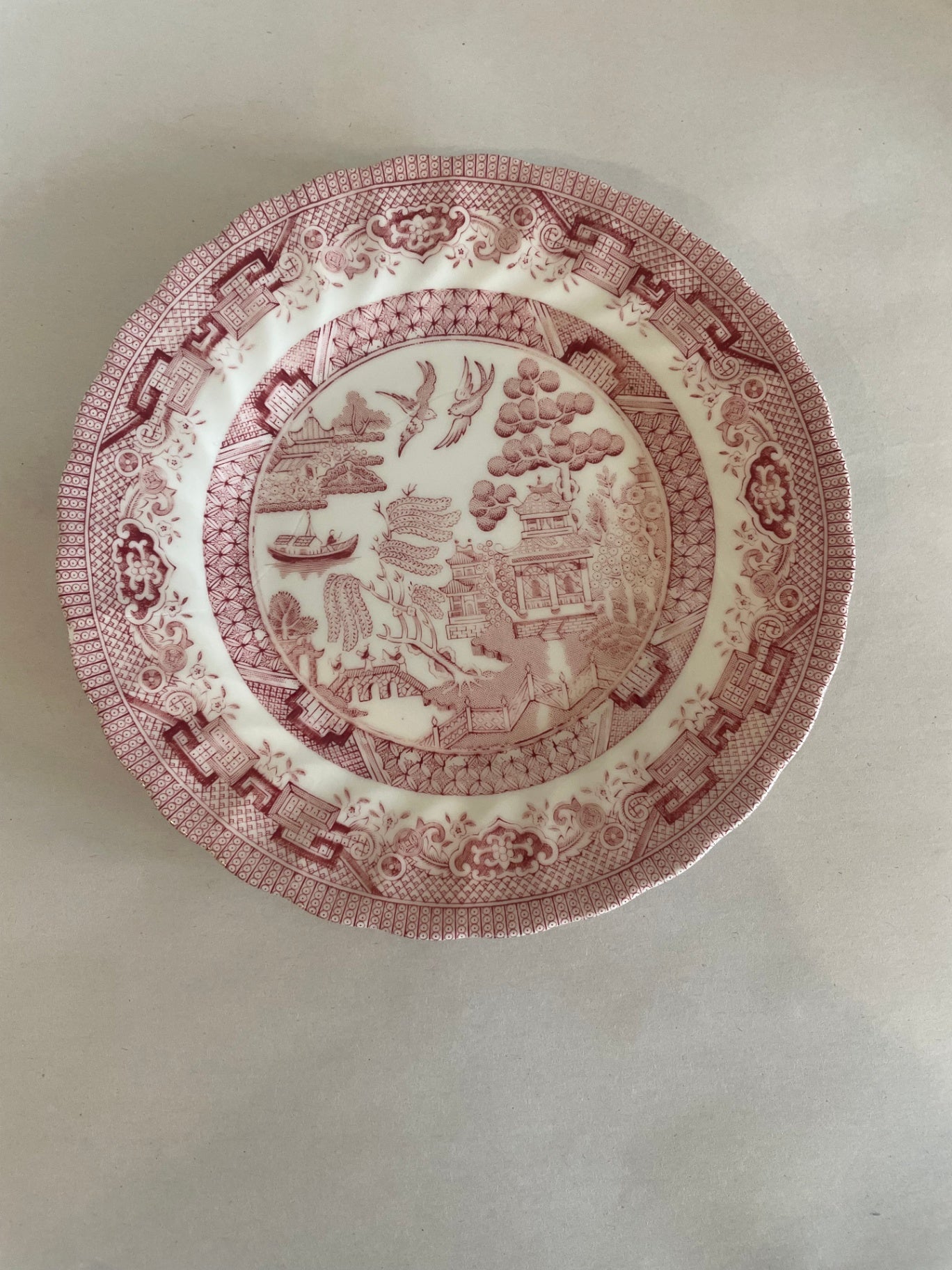 Ceramic Salad Plate Red and White
