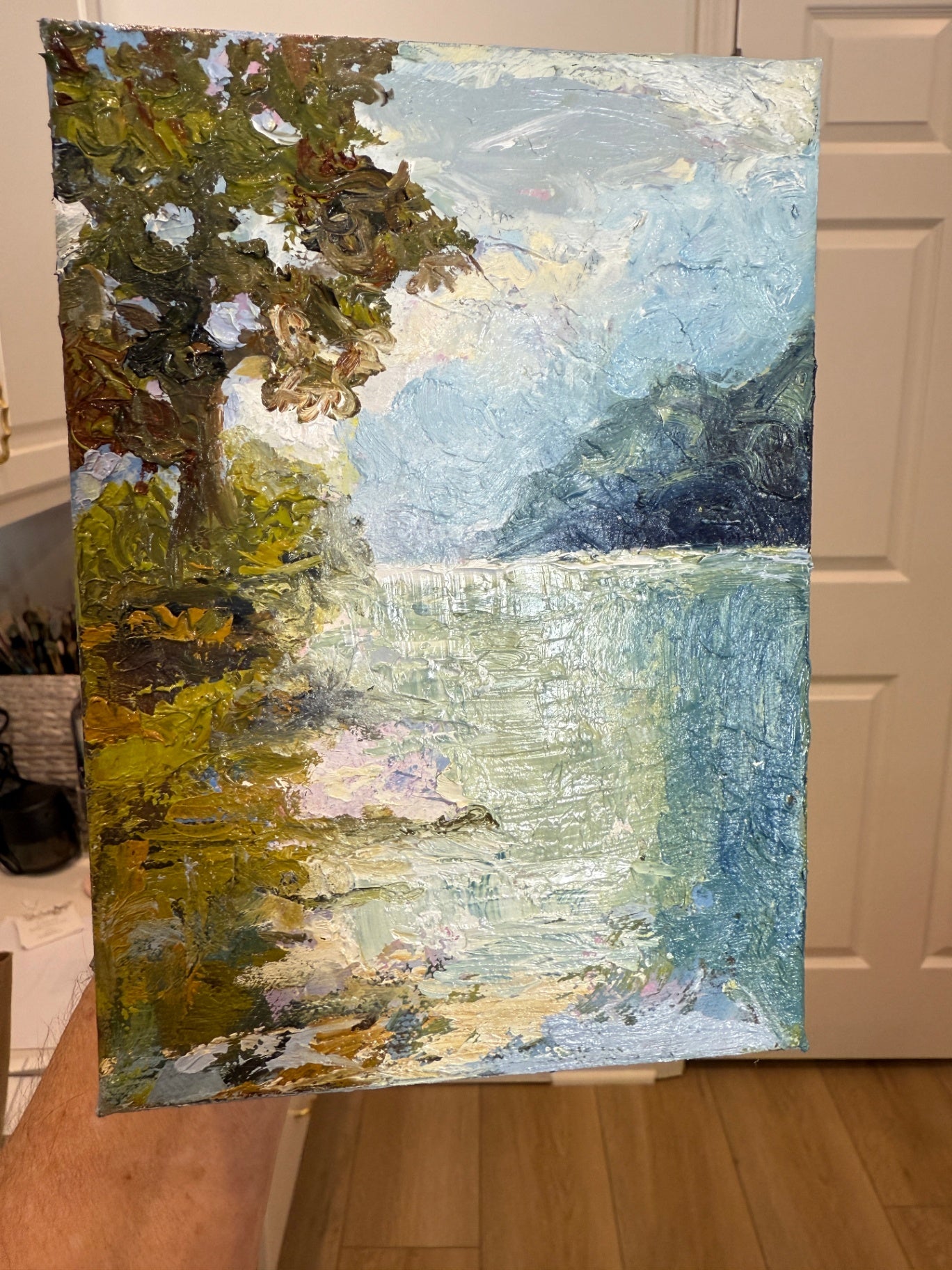 N/A Painting 5 x 7 Various shades of green, blue, brown, and white