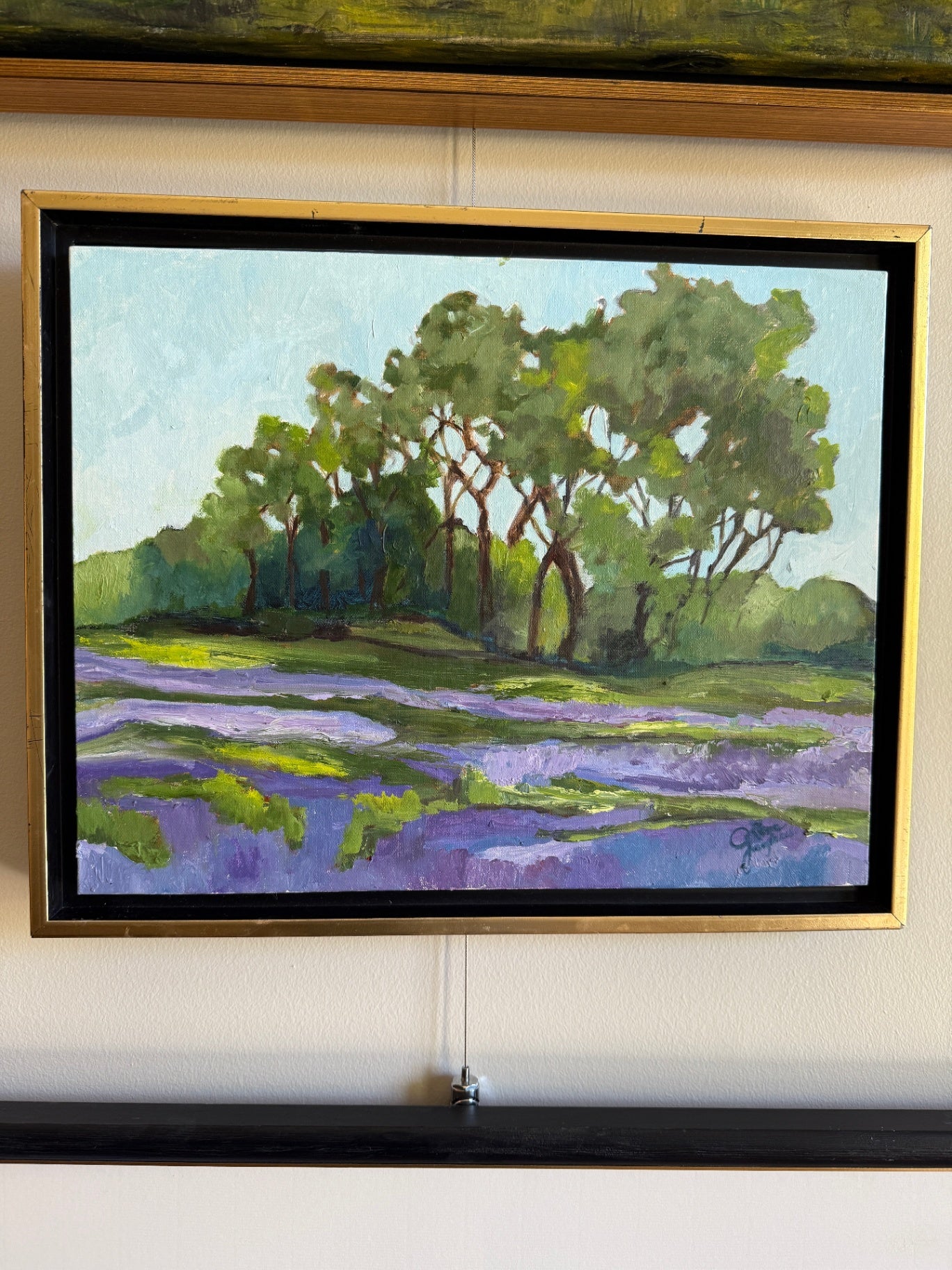 Unknown Art 12 1/2 x 15 1/2 Green, Purple, Blue, Light Blue, Brown, Black