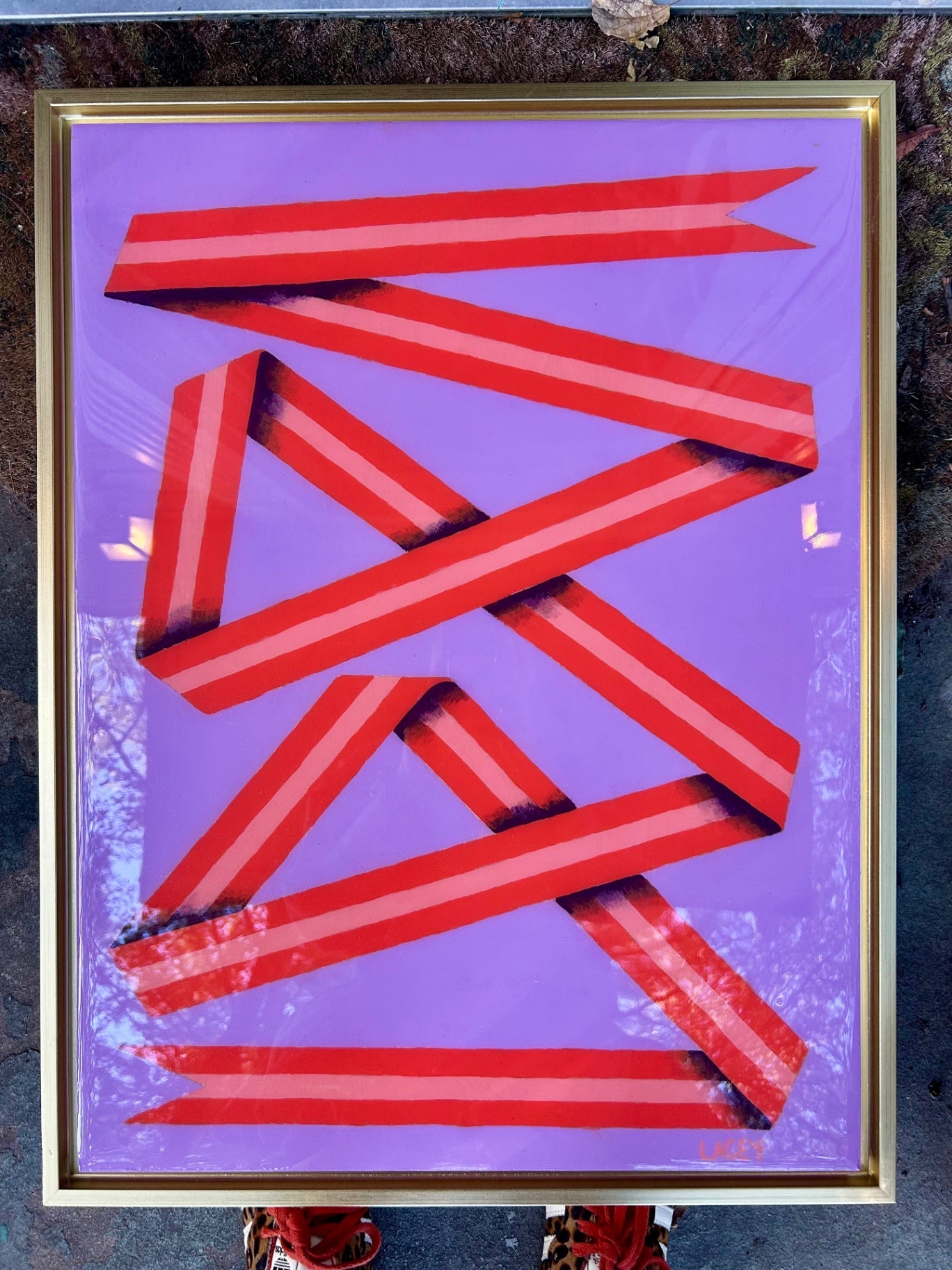 “Strawberry” by Lacey Craig, acrylic on wood panel, 24x18”
