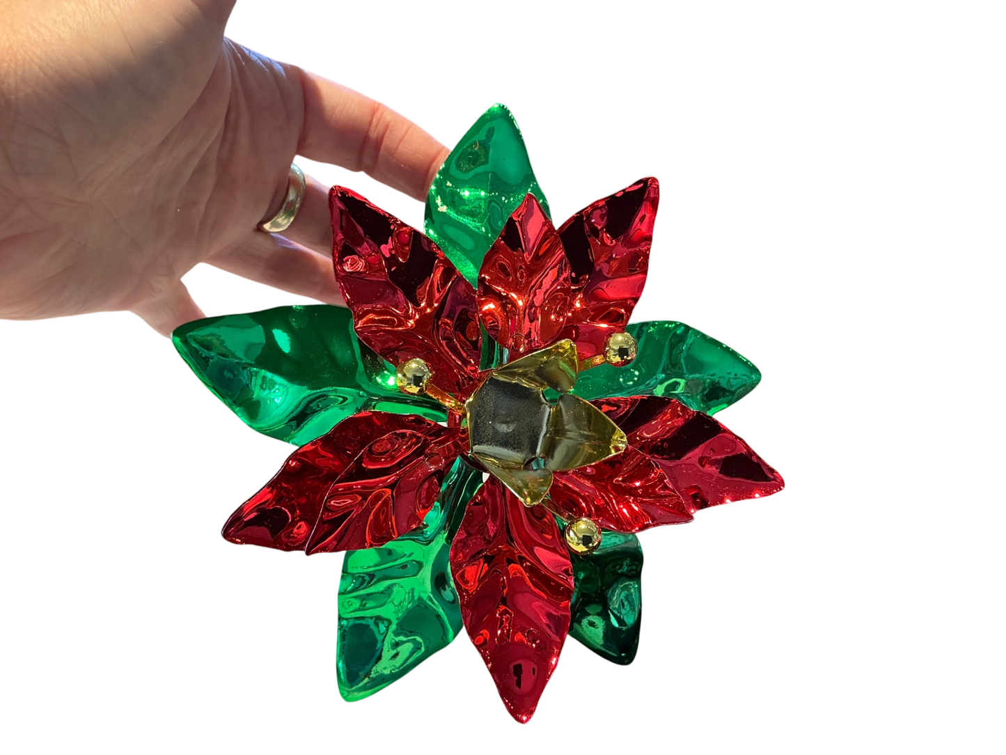 Poinsetta Candle HolderWall Art Red, Green, Gold
