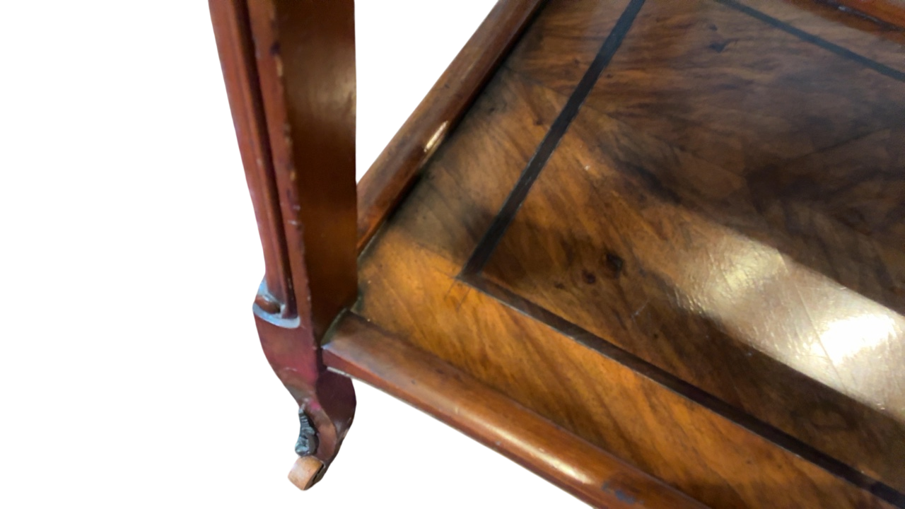 Vintage Inlaid Wood Bar Cart with Removable Tray