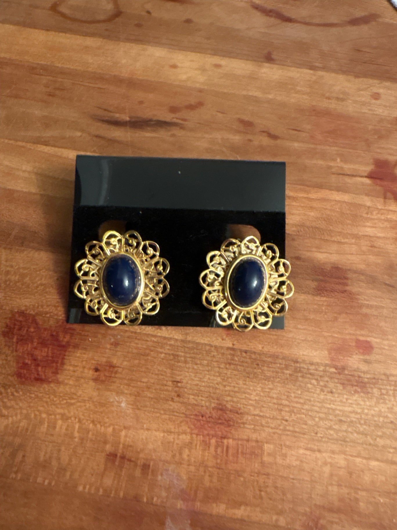 Blue and Gold Earrings