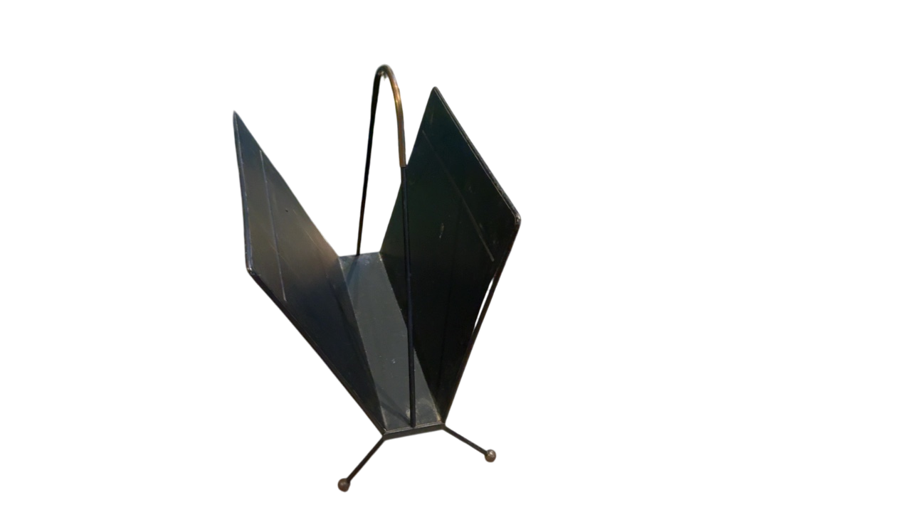 Metal Black Floral Magazine Rack