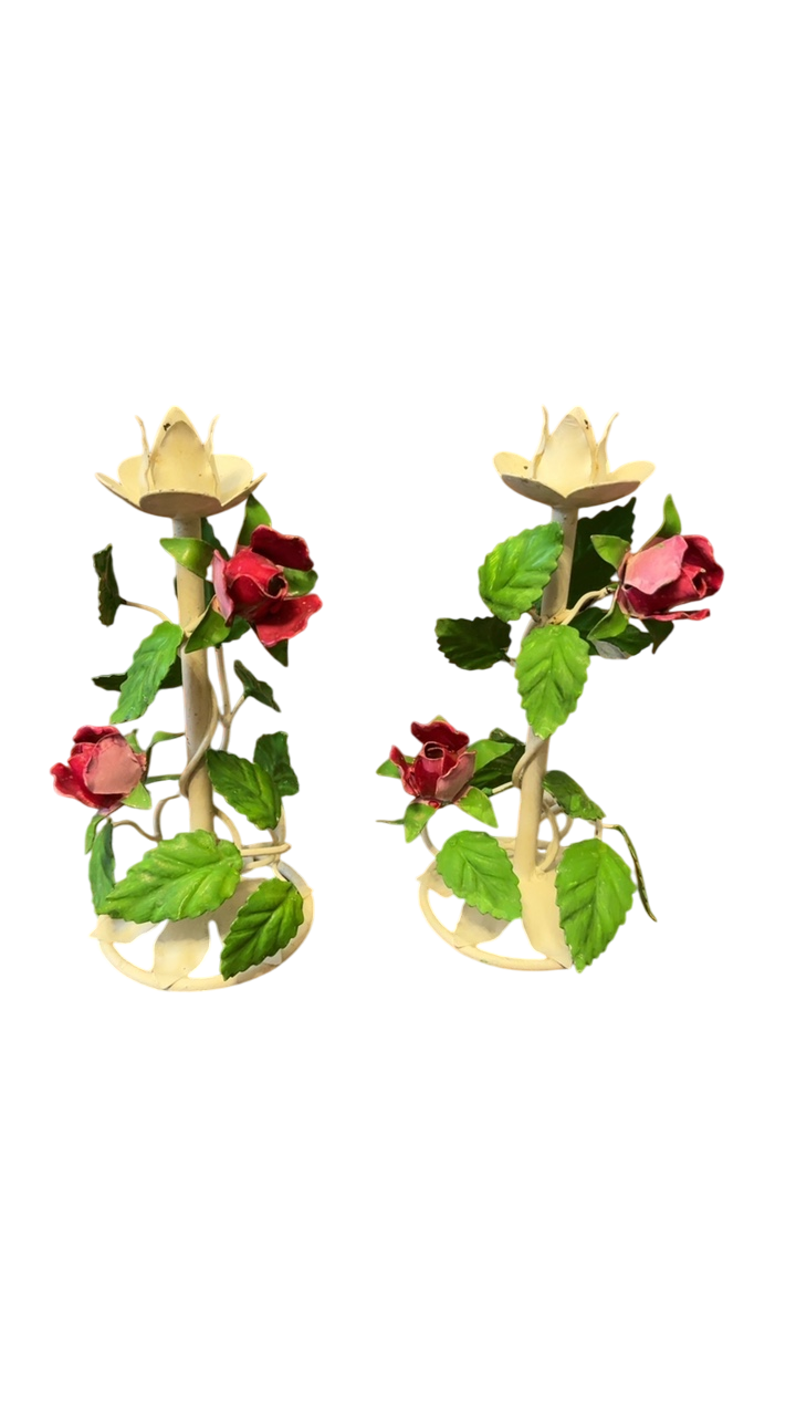 Vintage Italian Tole Candlestick - single