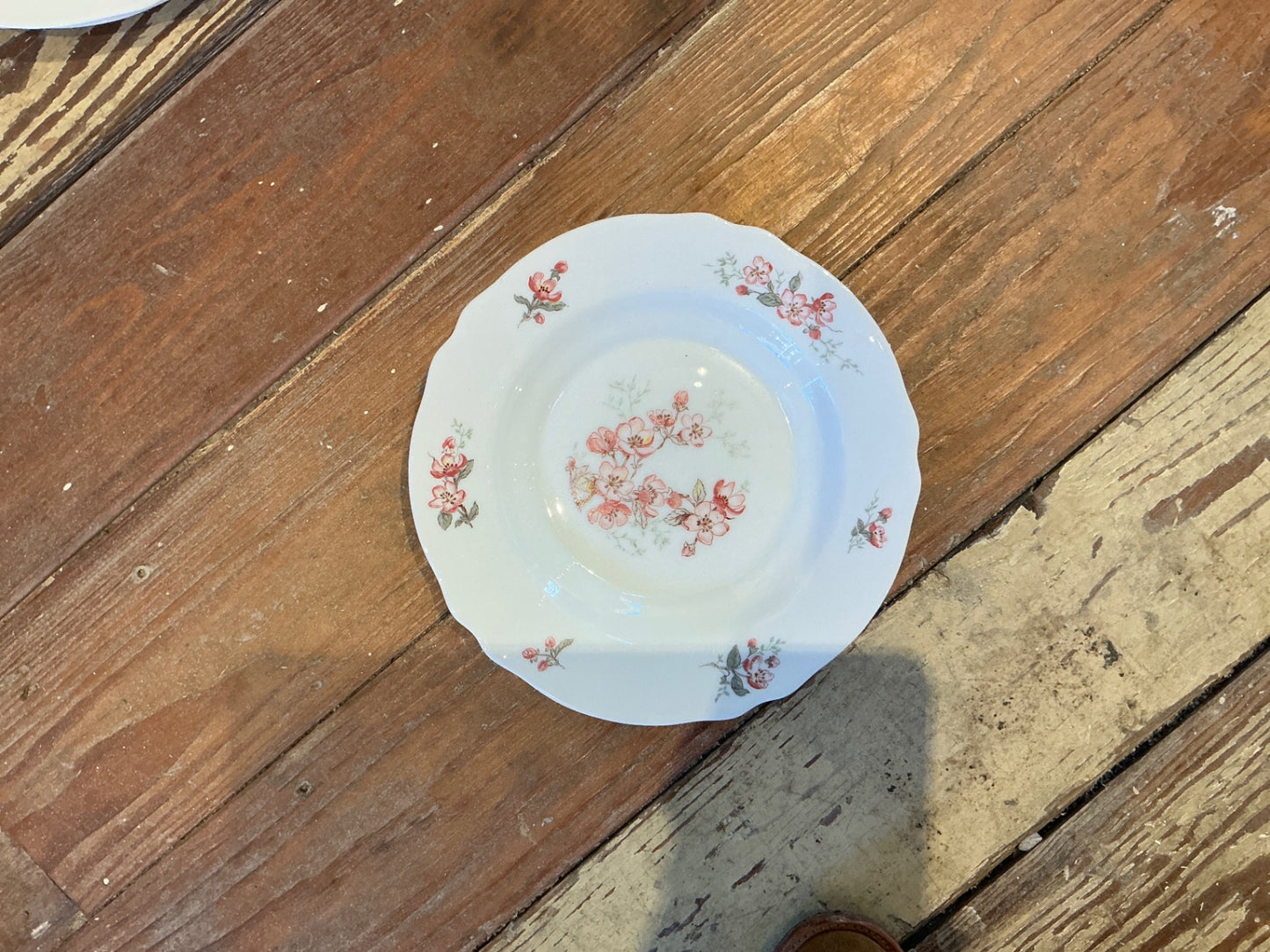 Pink and White Floral Salad Plate
