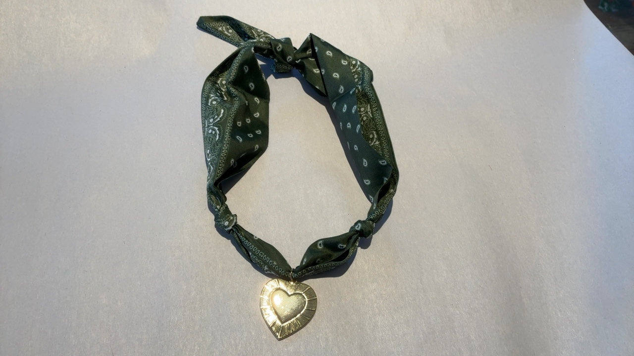 Heart Pendant with Green Scarf