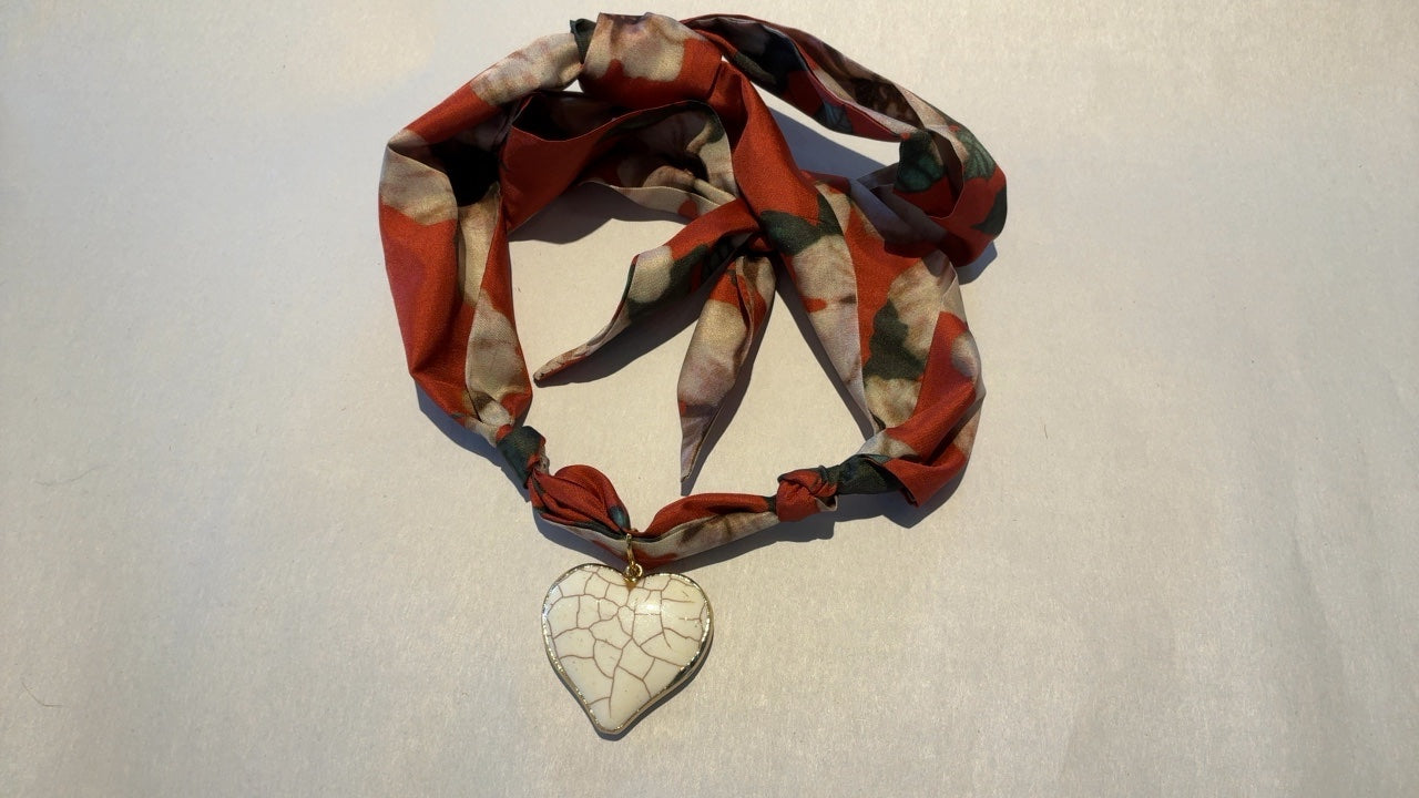 White Enameled Heart Necklace