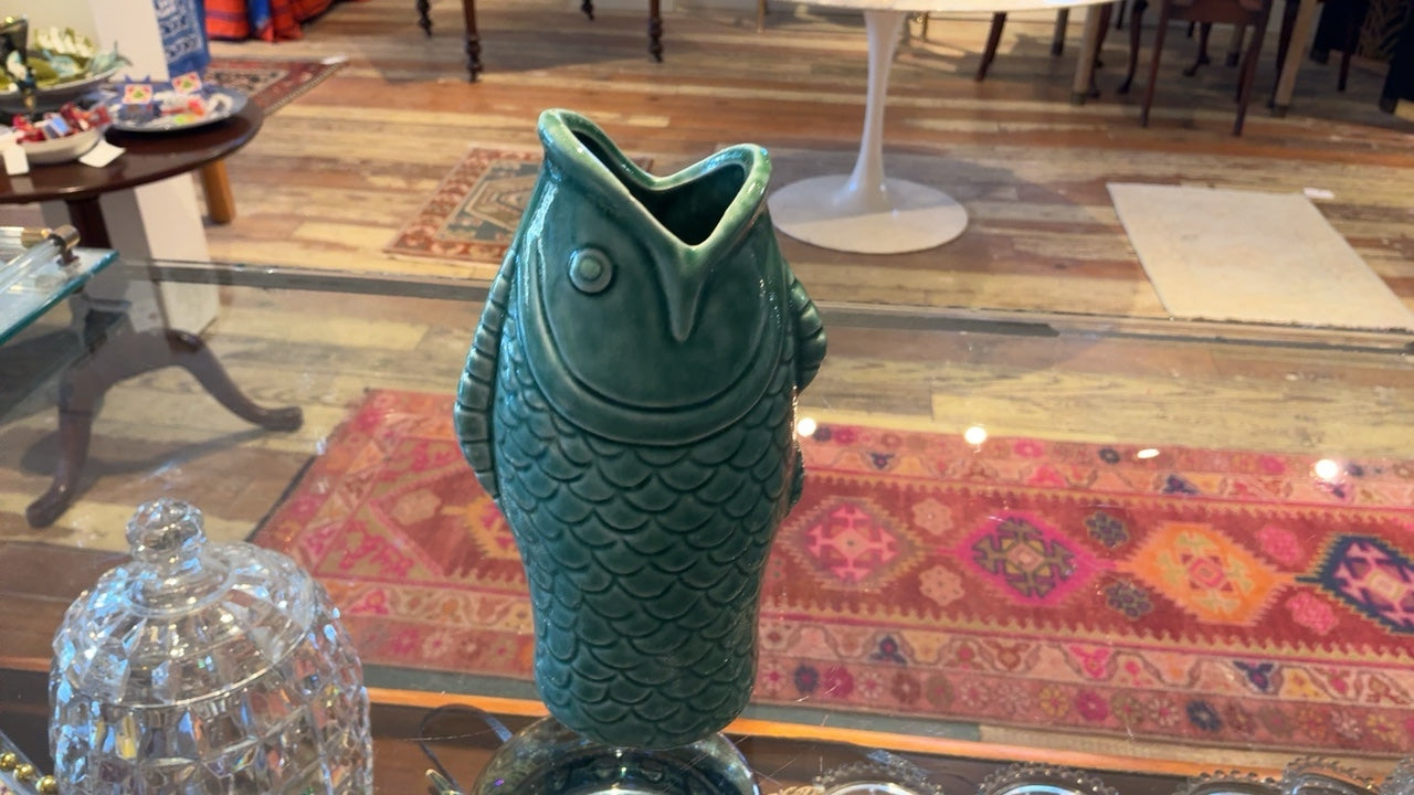 Teal Fish Vase