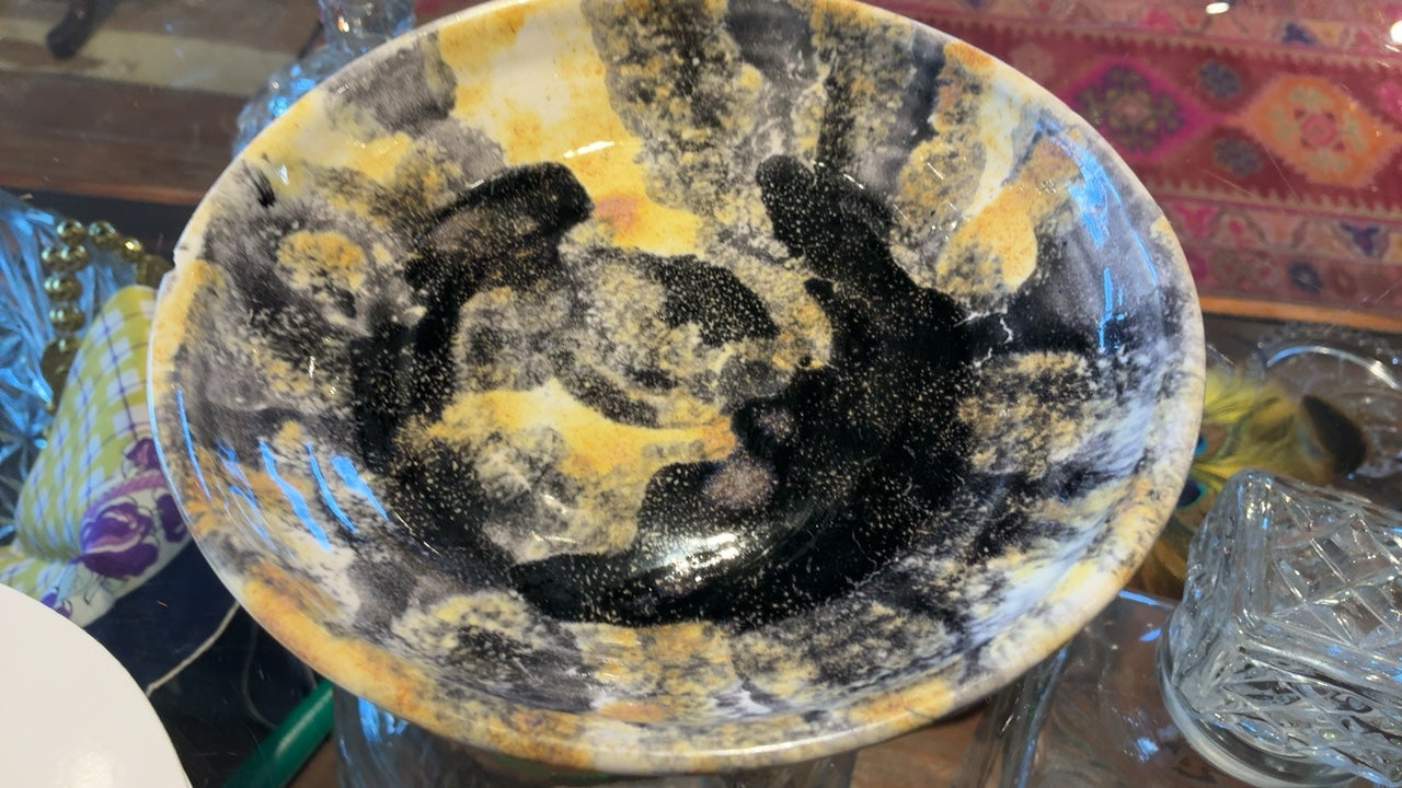 Ceramic Bowl Multicolor (Black, Yellow, White)