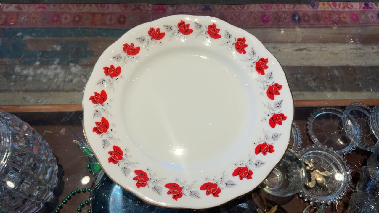 Ceramic Plate 4” White with Red and Black