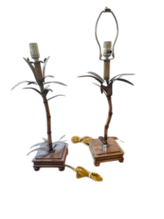 24" Palm Leaf Lamps (Pair)