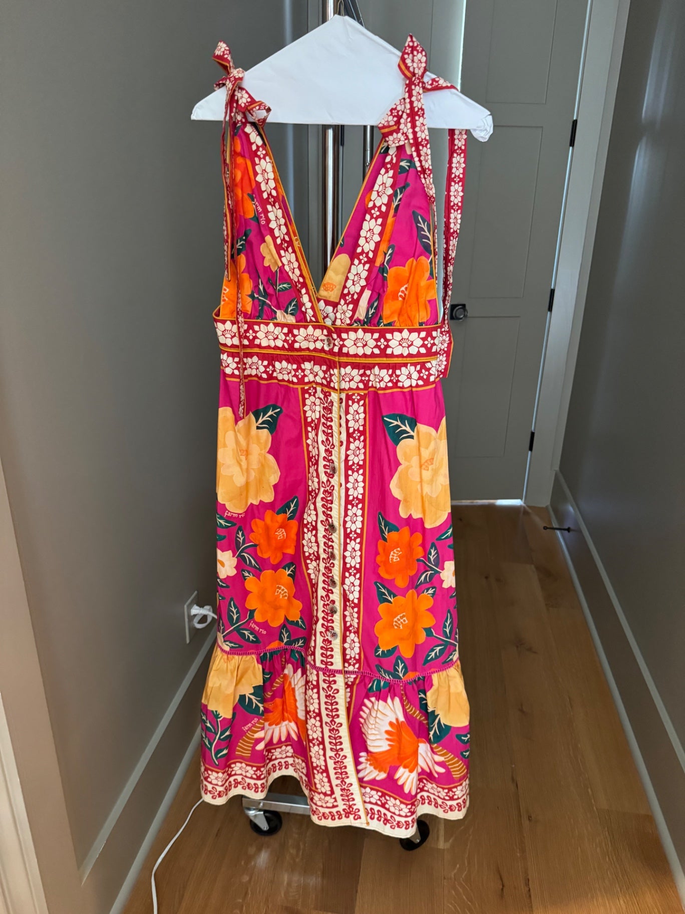 Lindsey Black Dress Medium Pink, Orange, Green, Yellow, White
