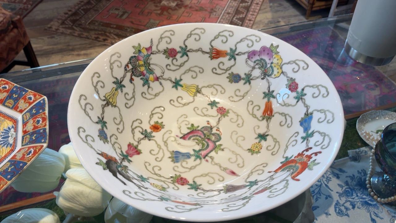 Ceramic white and butterfly bowl
