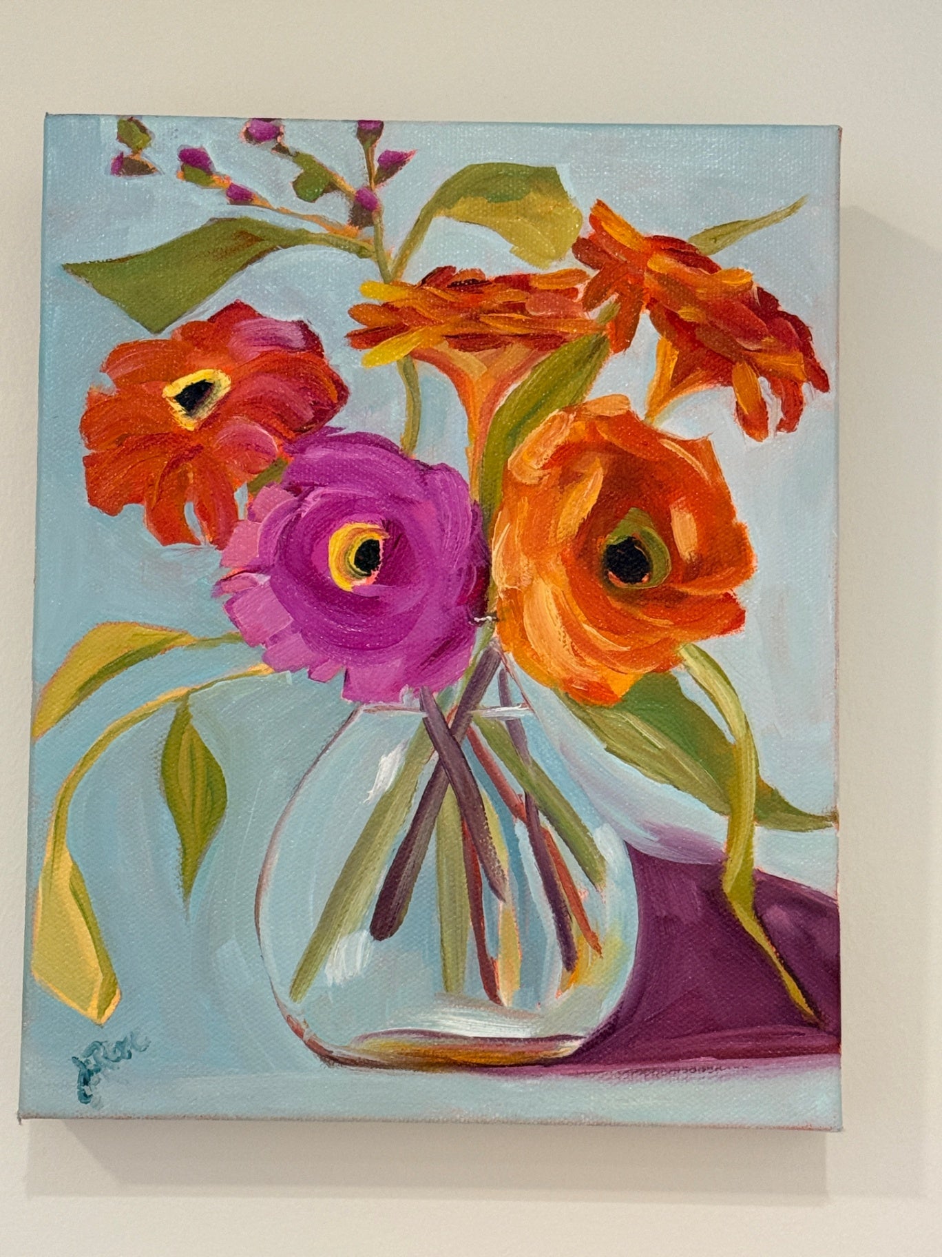 JoRene Bargiacchi Art, Painting 8 x 10 Reds, Pinks and Oranges