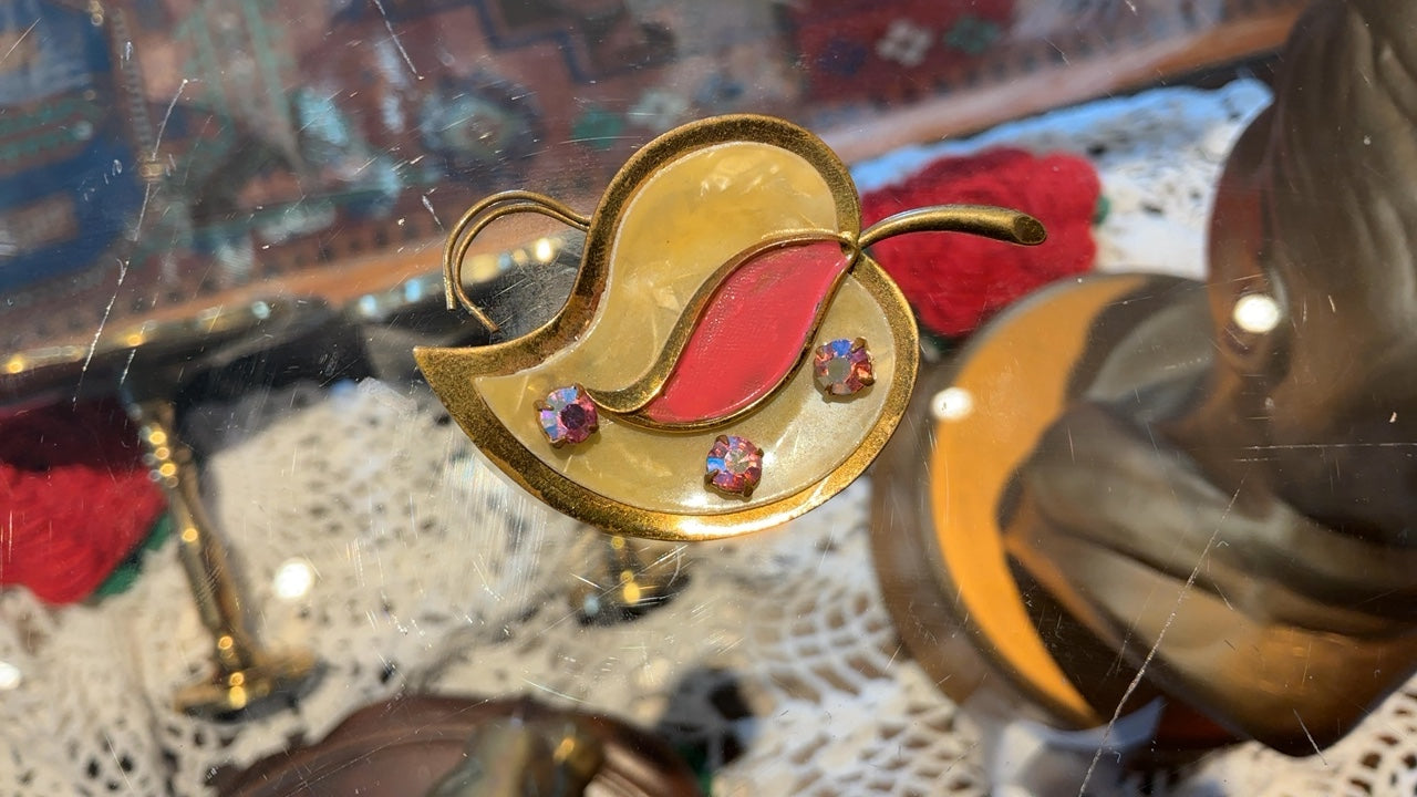 Pink and Gold Brooch