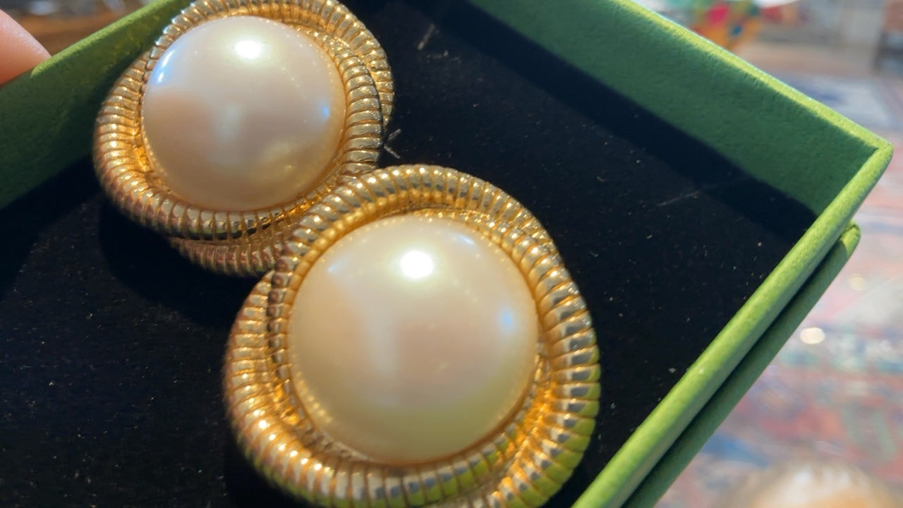 Pearl & Gold Rope Clip Ons
