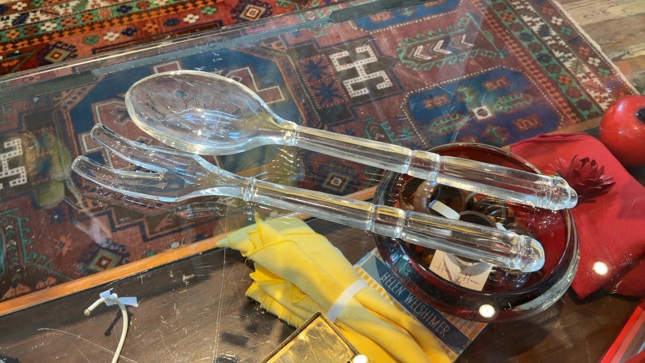Glass salad tongs