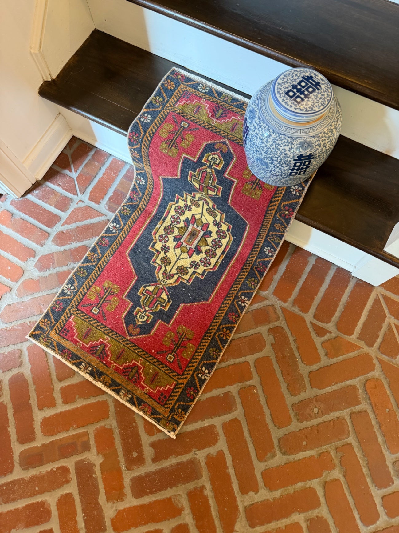 Vintage mini rug, 3'4" x 1'8"