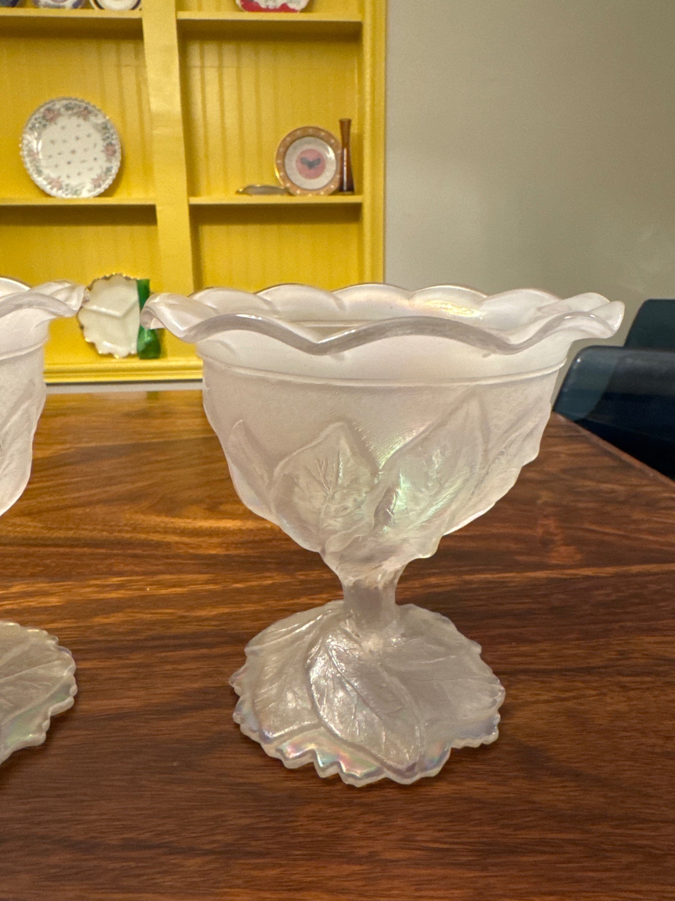 1950s MCM Opalescent Frosted Carnival Glass Bowl (EA)
