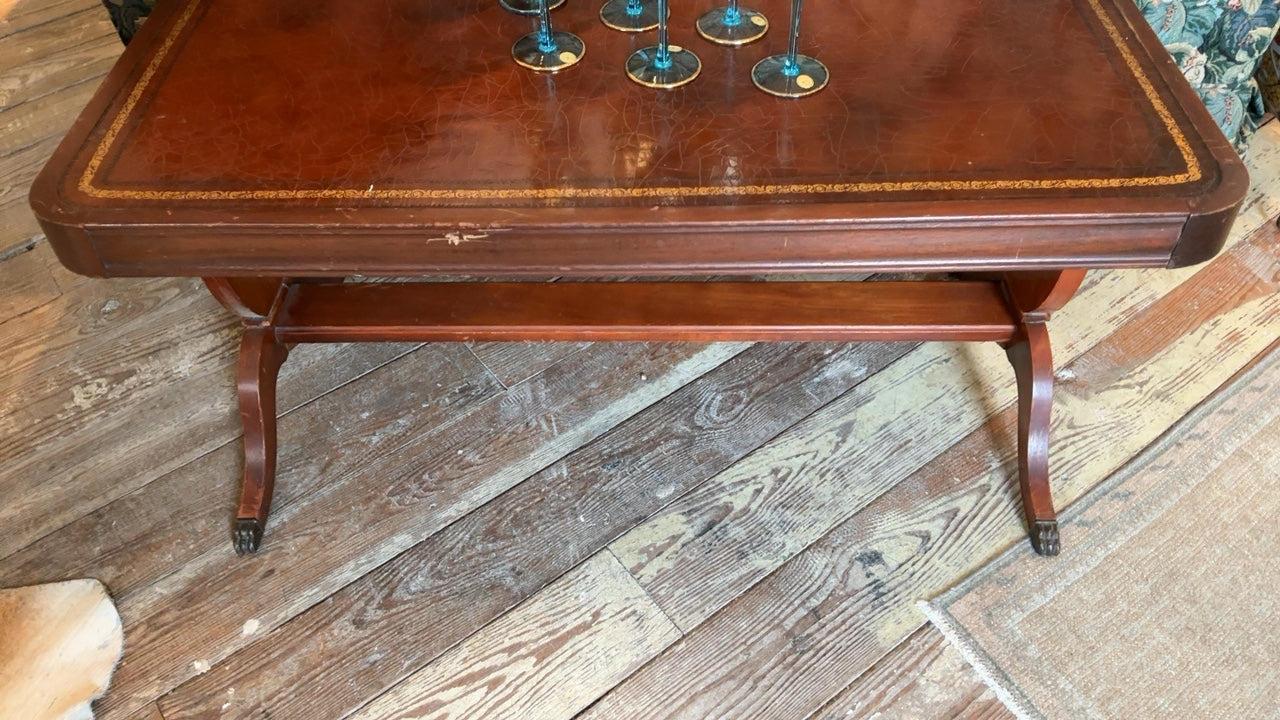 Mahogany Leather Top Coffee Table