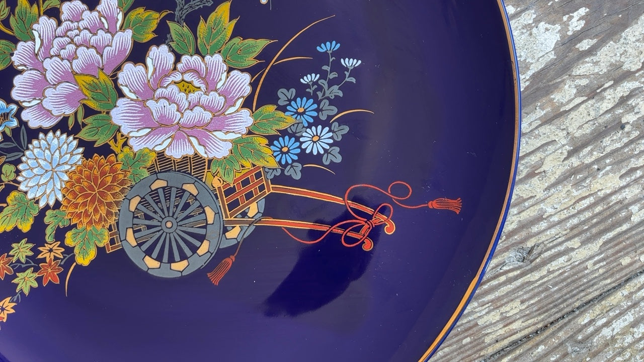 Navy and Floral Plate (10.5”)
