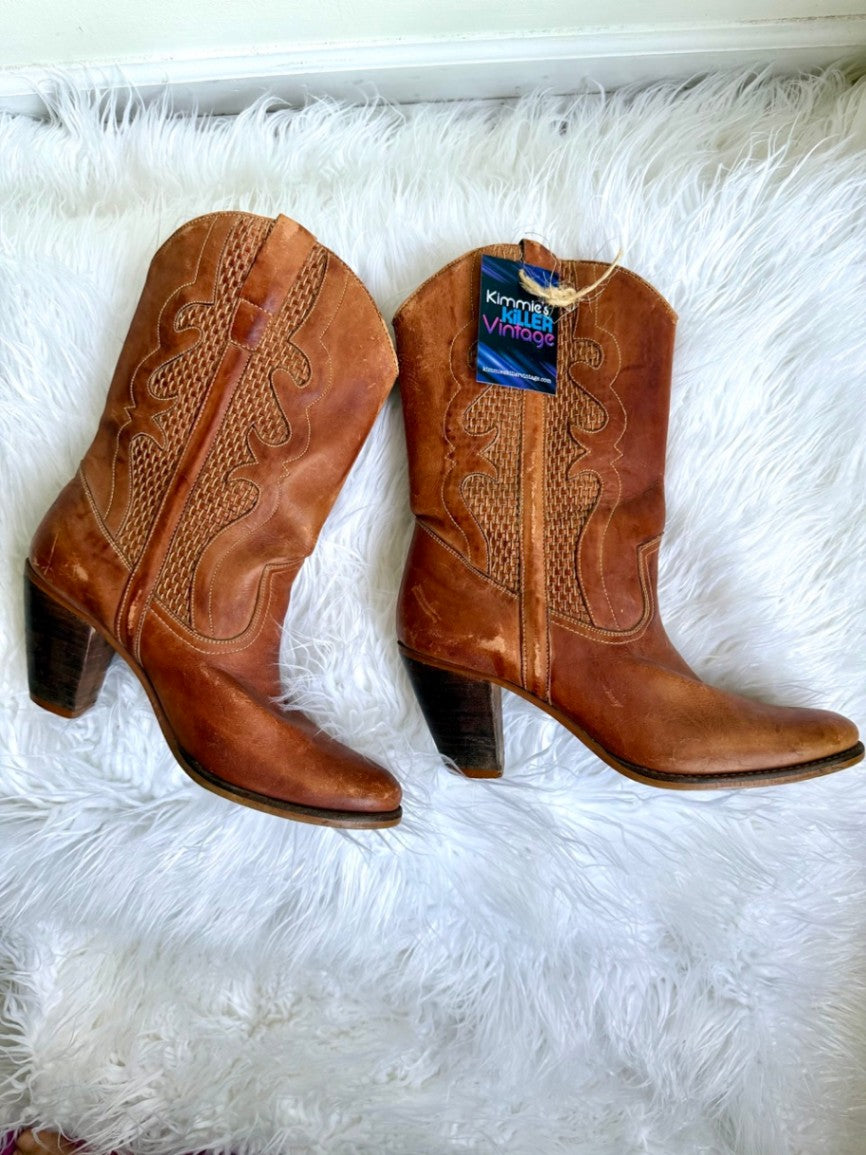vintage mid heel cowboy boots