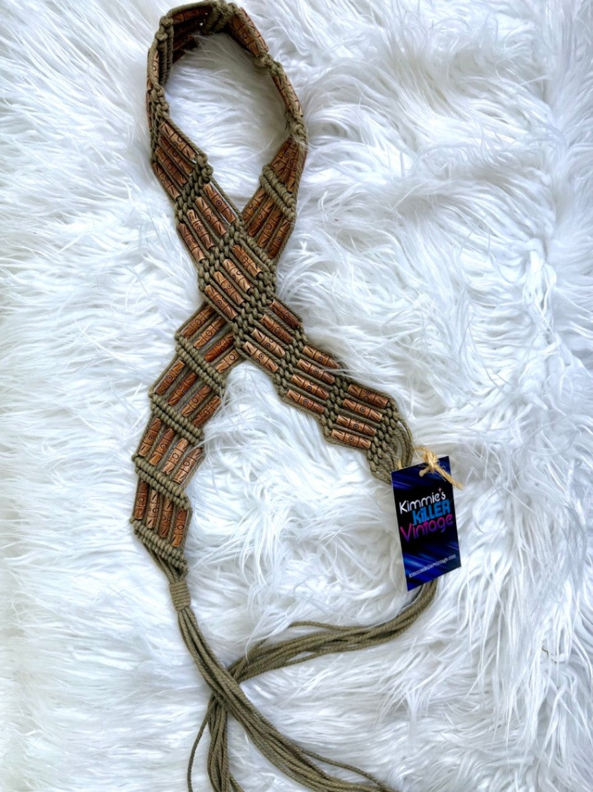 vintage beaded fringe belt