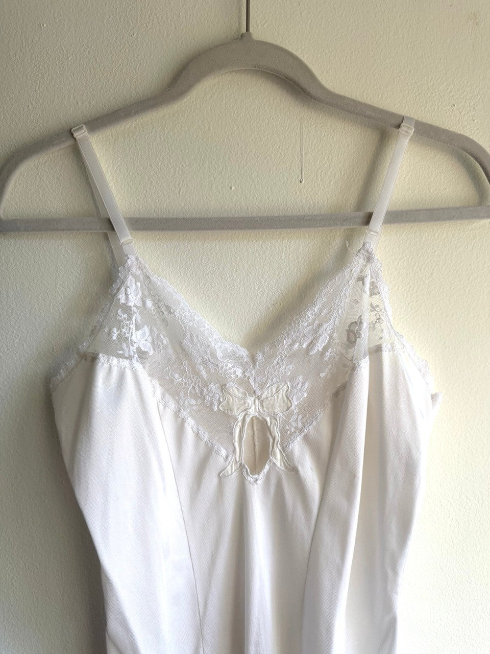 vintage white bow keyhole slip dress