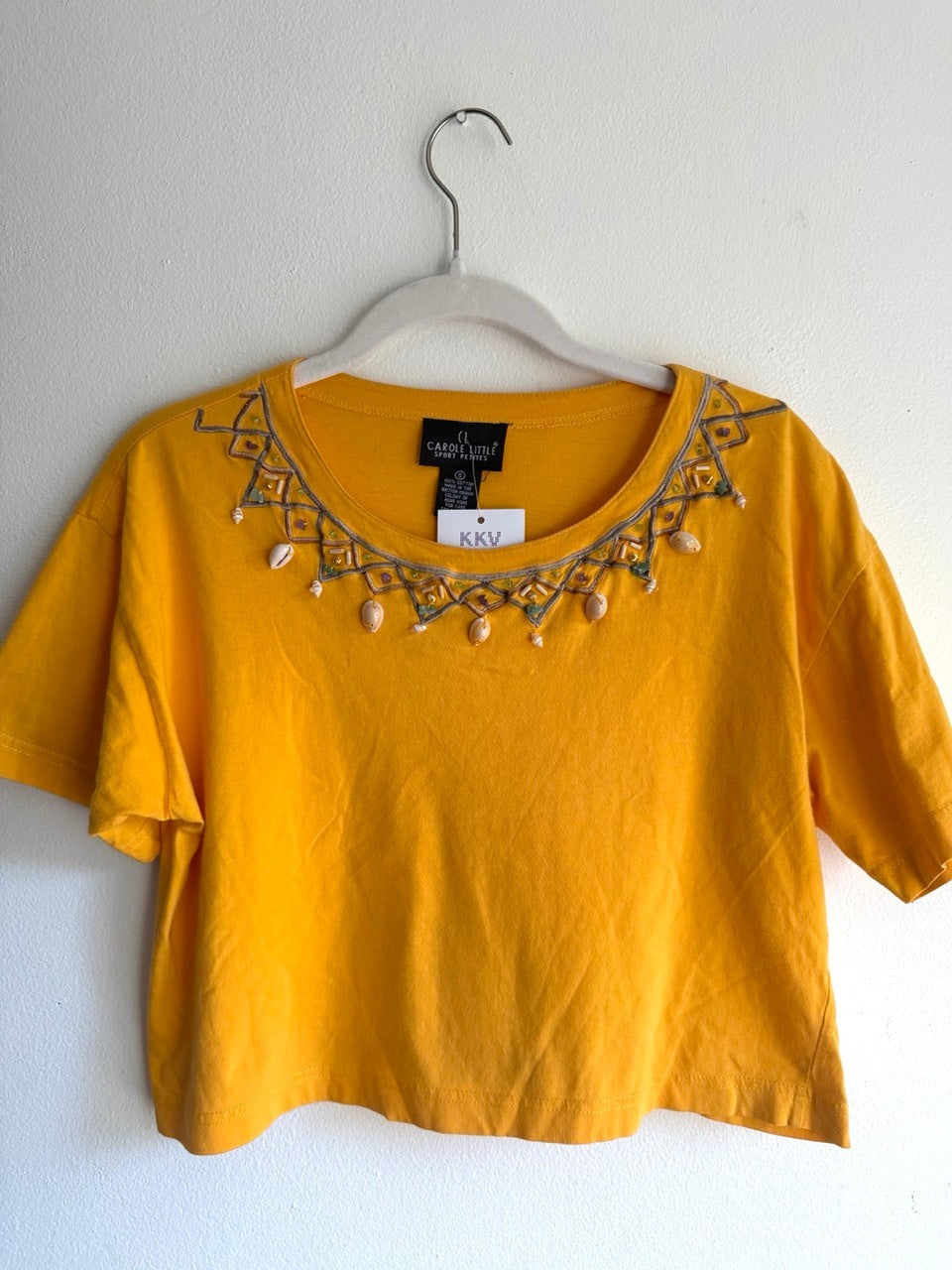 90s yellow sea shell crop top