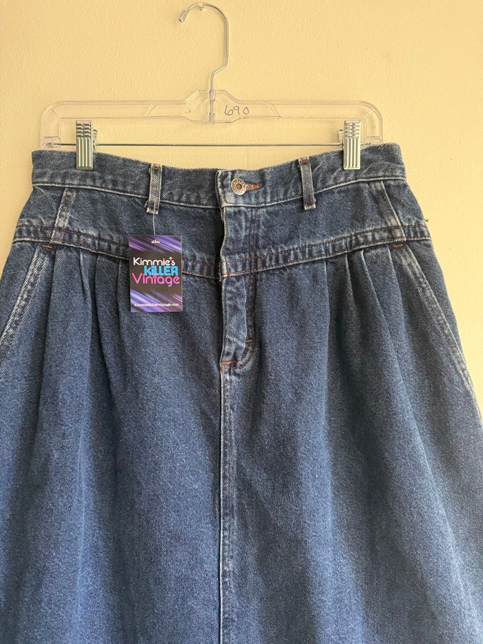 80s pleated denim skirt