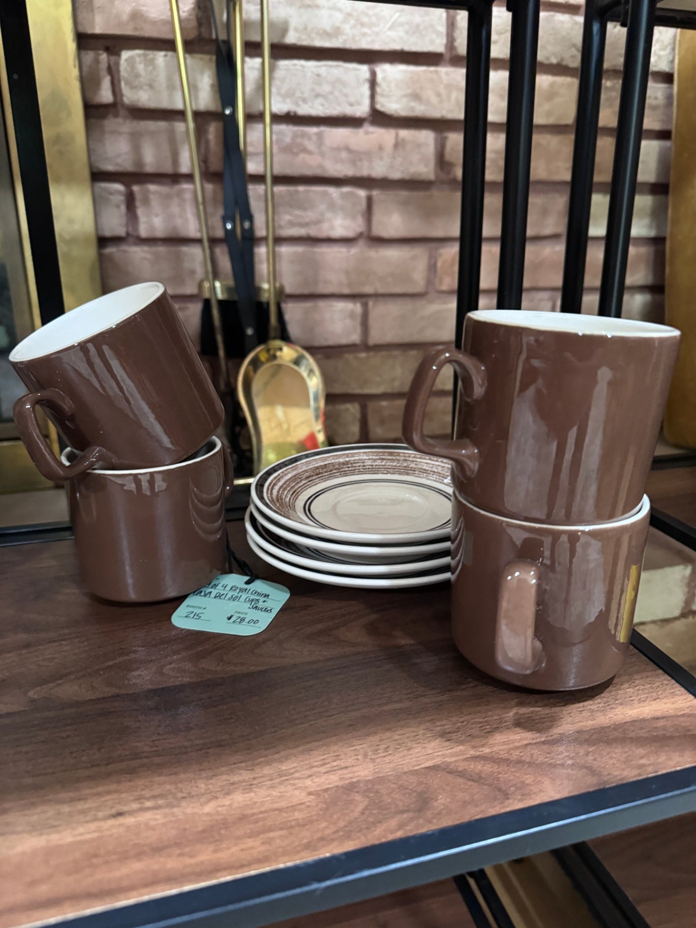(4) Vintage Royal China Casa Del Sol Brown Cups & Saucers