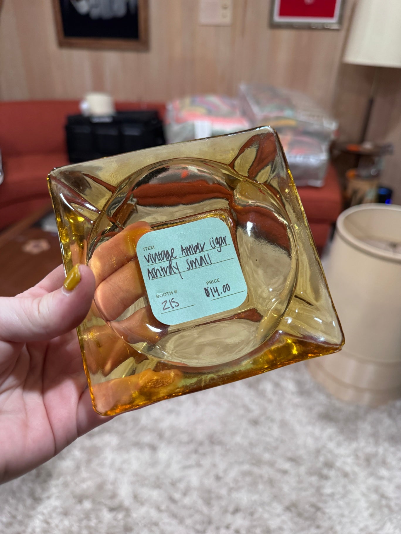 Medium Vintage Amber Ashtray