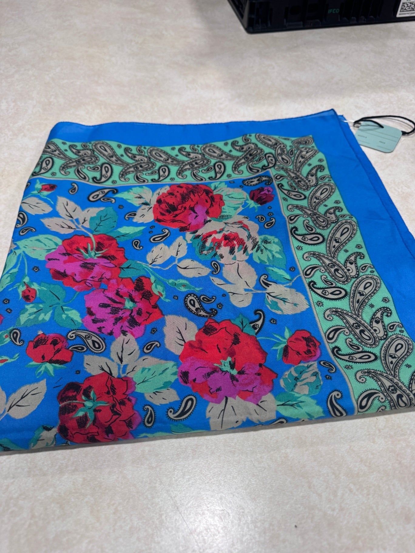 Vintage Blue Floral Headscarf