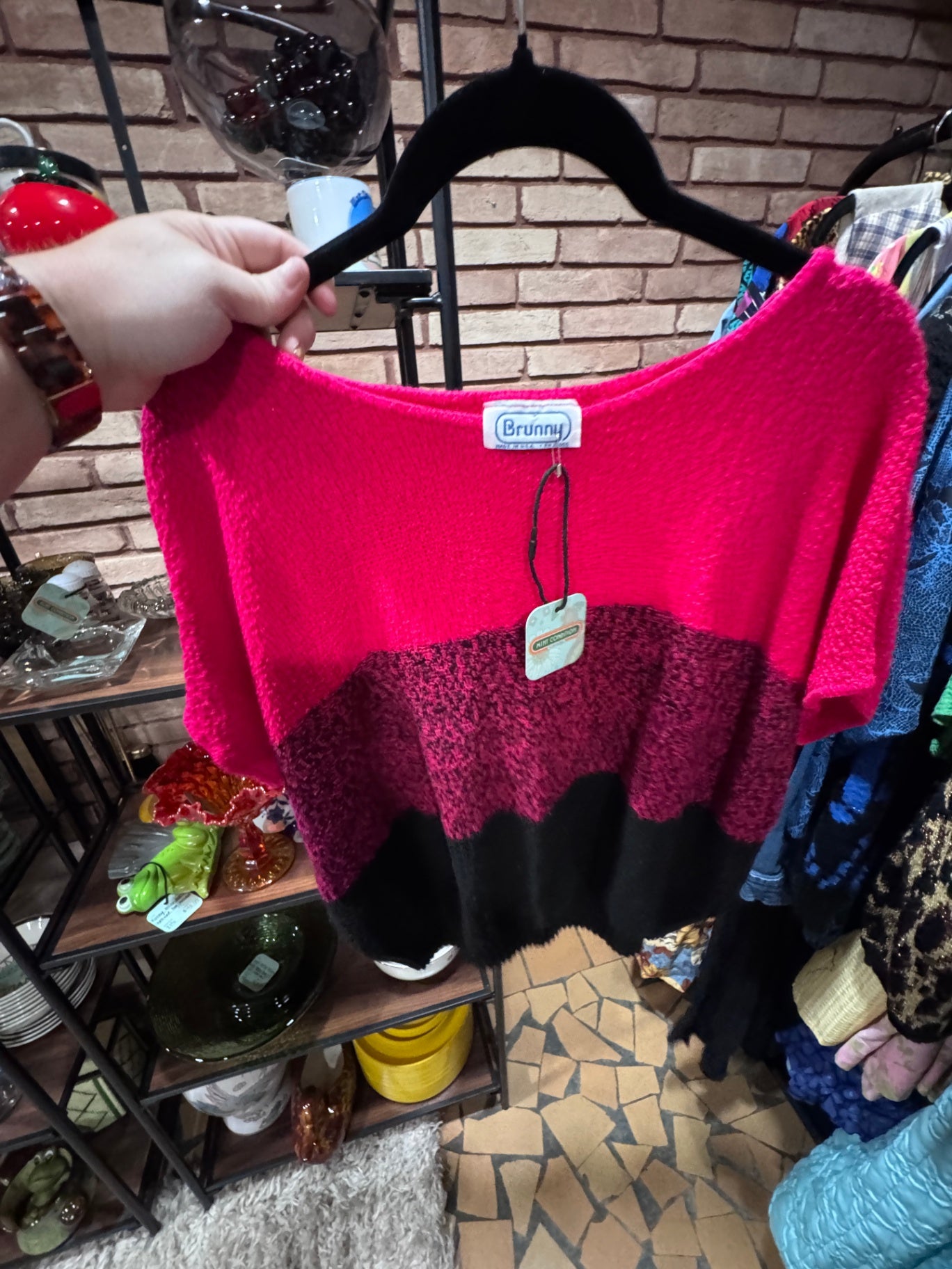 Vintage Brunny Pink and Black Sweater