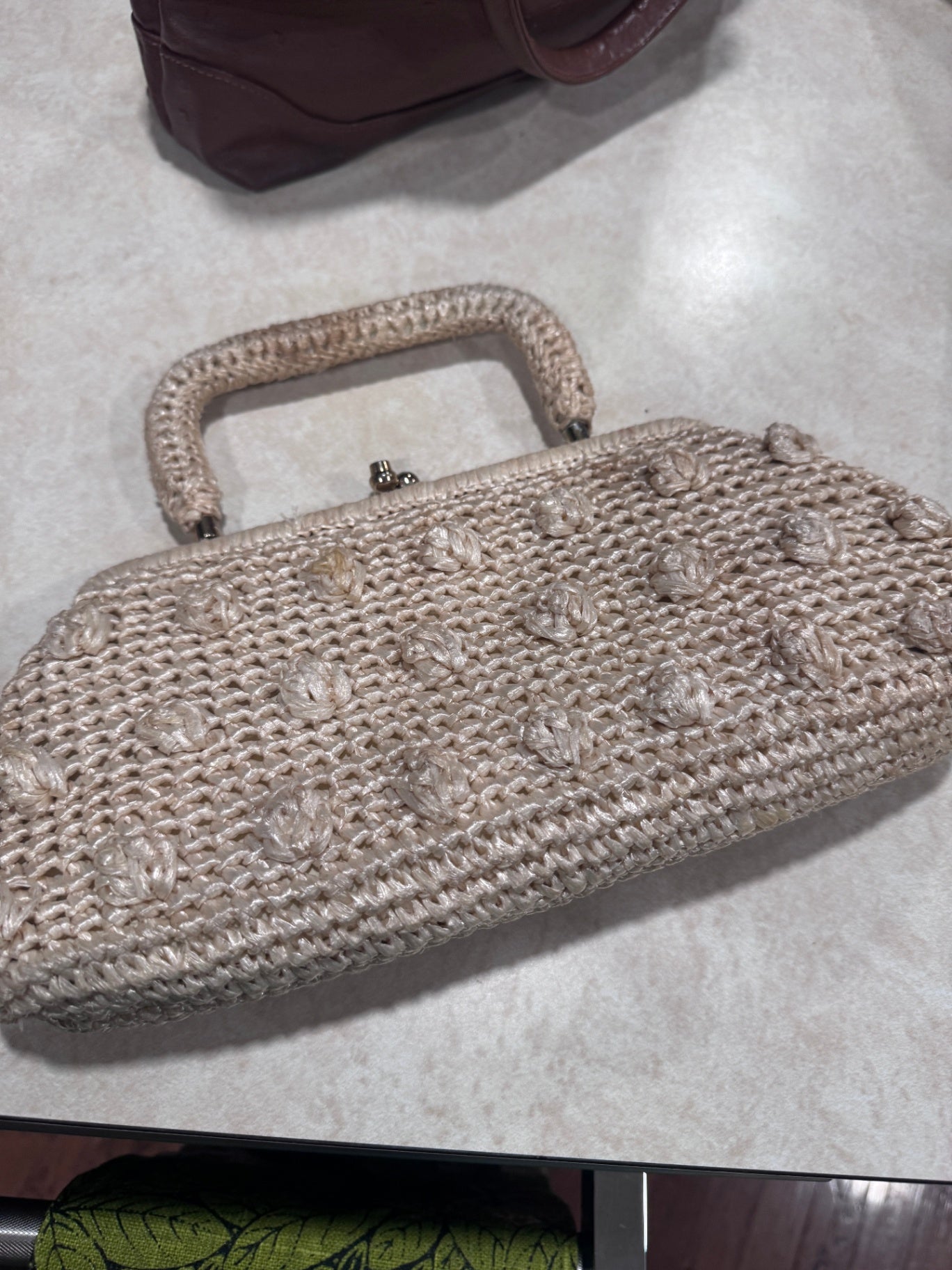 Vintage Ivory Raffia Clutch