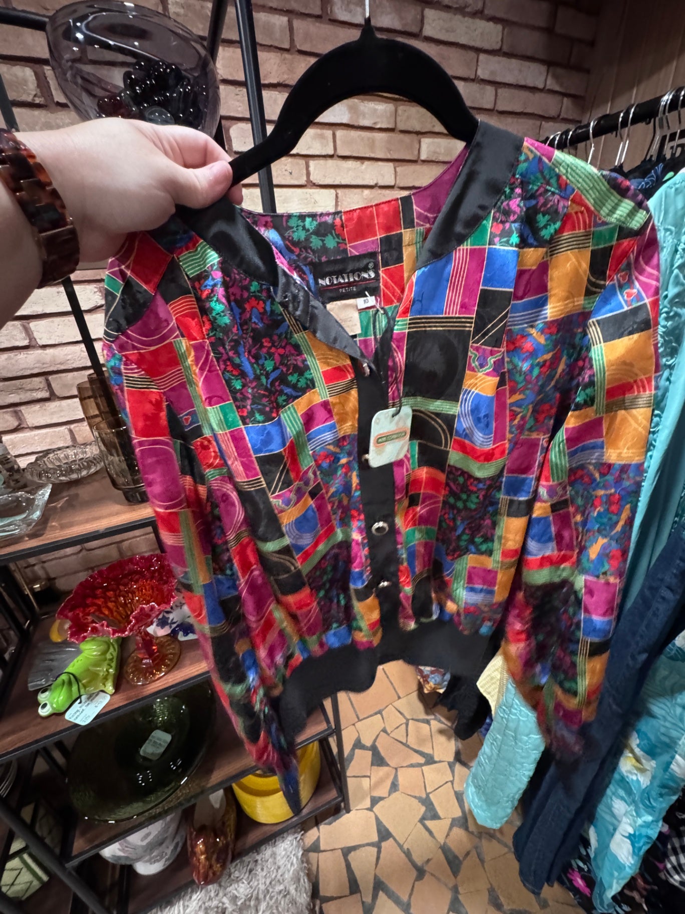 Vintage 80s Notations Bomber Button Down Shirt