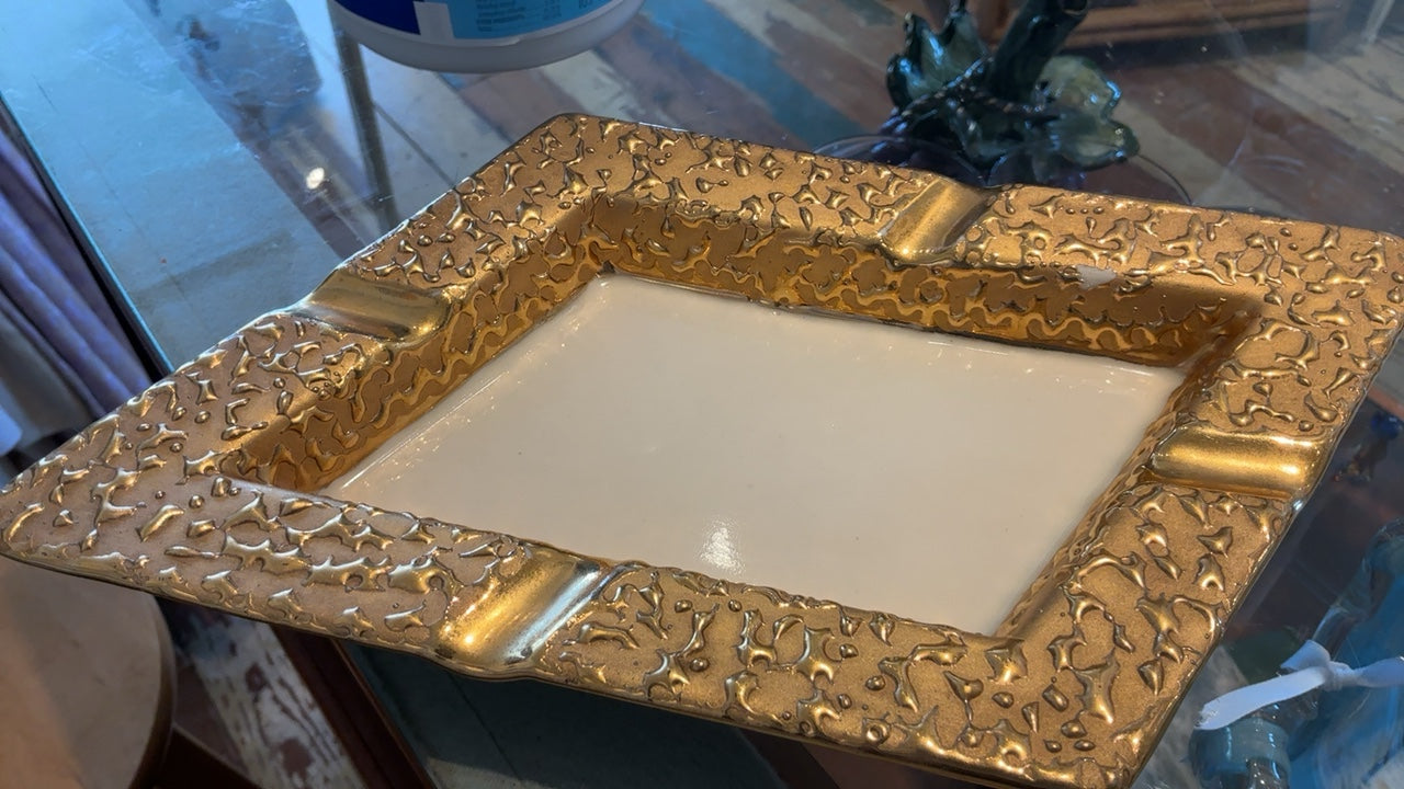 MCM Gold Diamond Shaped Ashtray