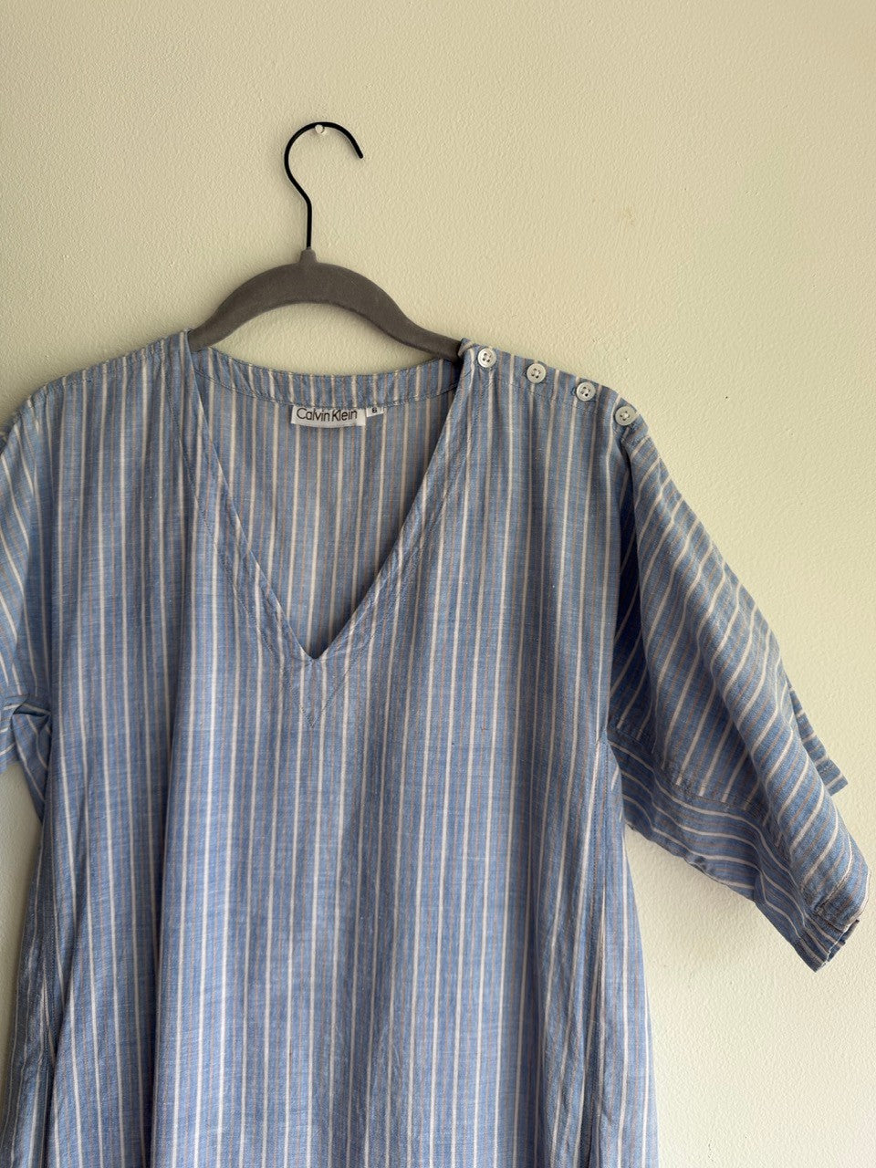 80s Calvin Klein cotton striped shirt dress