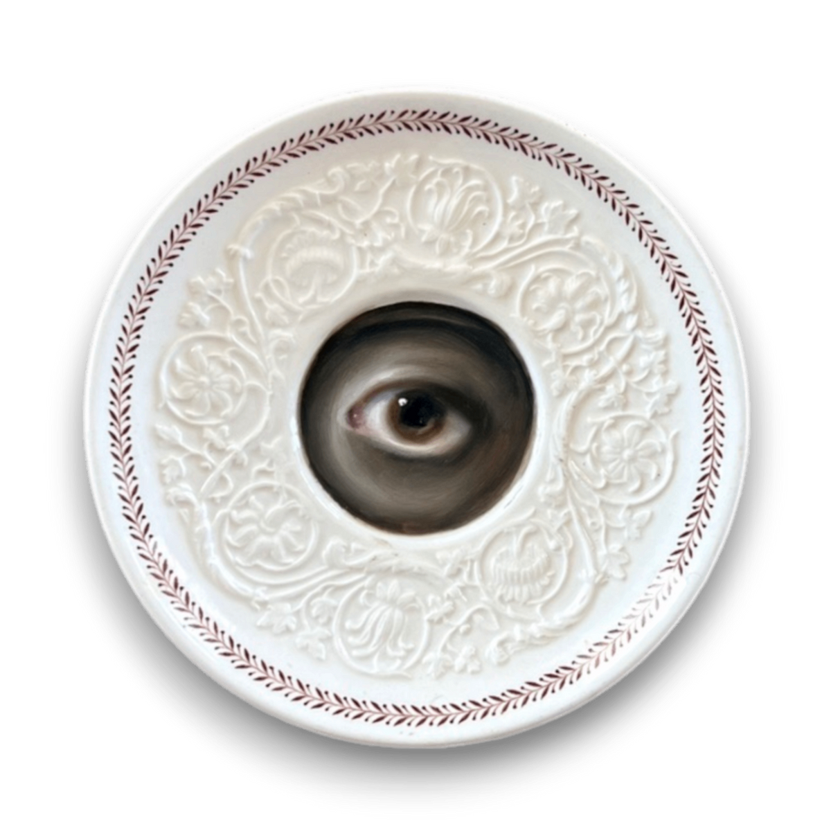 No. 3590 Lover's Eye Painting on a Wedgwood "Patrician" Staffordshire Plate by Susannah Carson