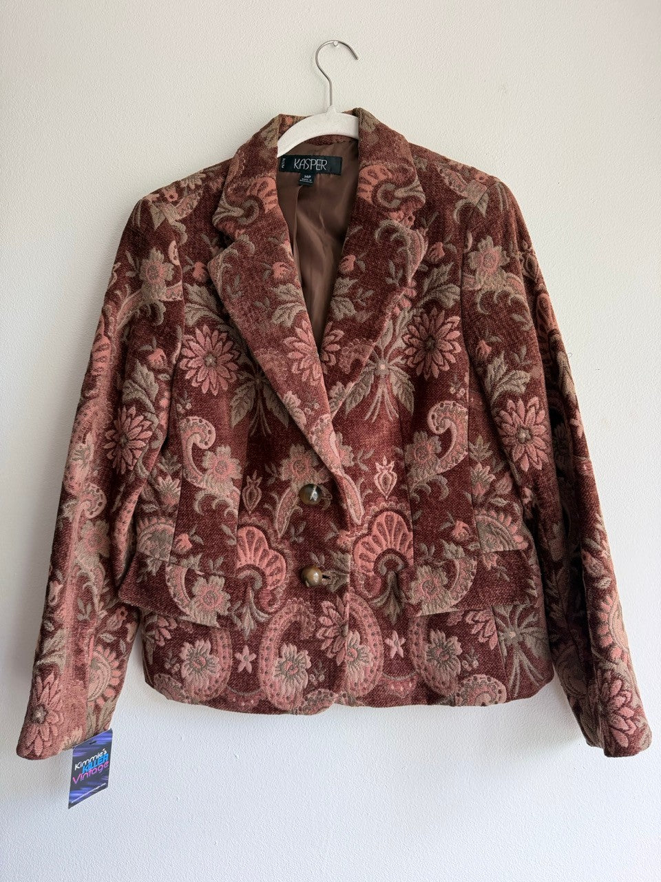 90s floral carpet bag blazer