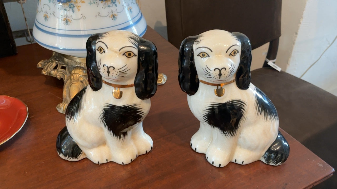 Pair of Vintage Staffordshire-Style Spaniels