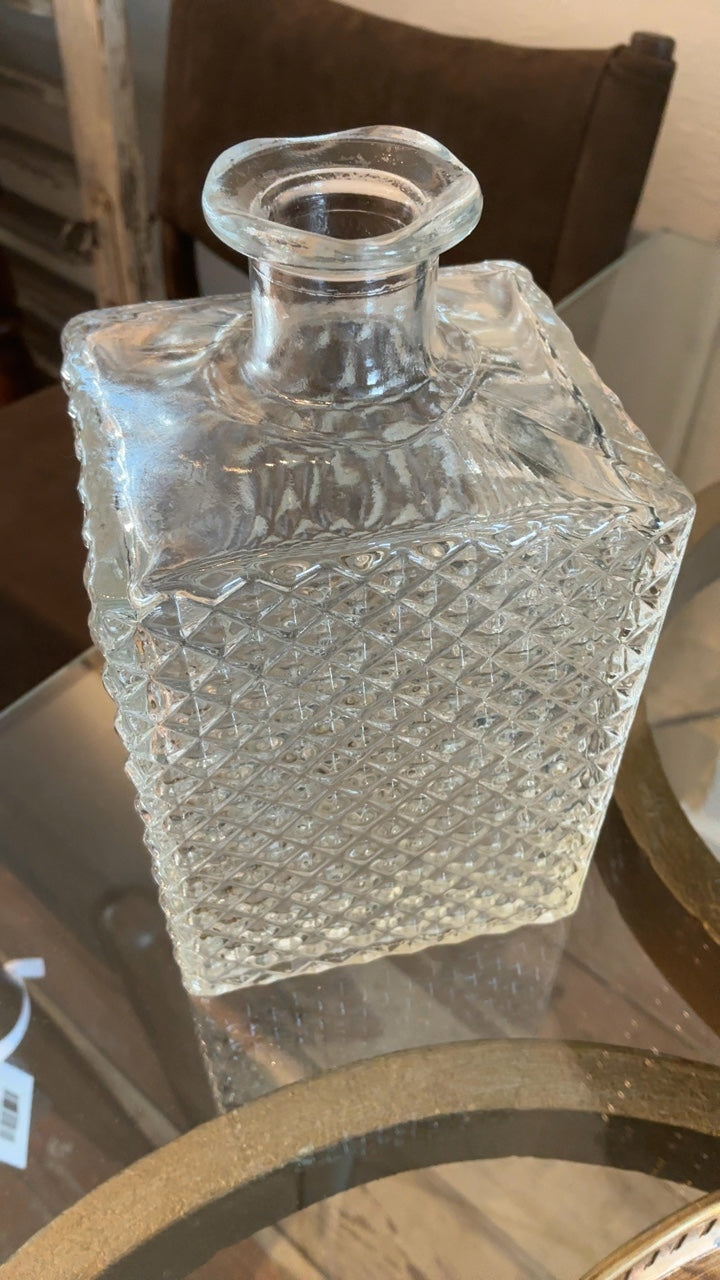 Vintage Diamond-Cut Glass Decanter