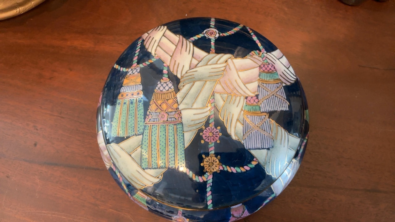 Vintage Cobalt Figural Covered Box