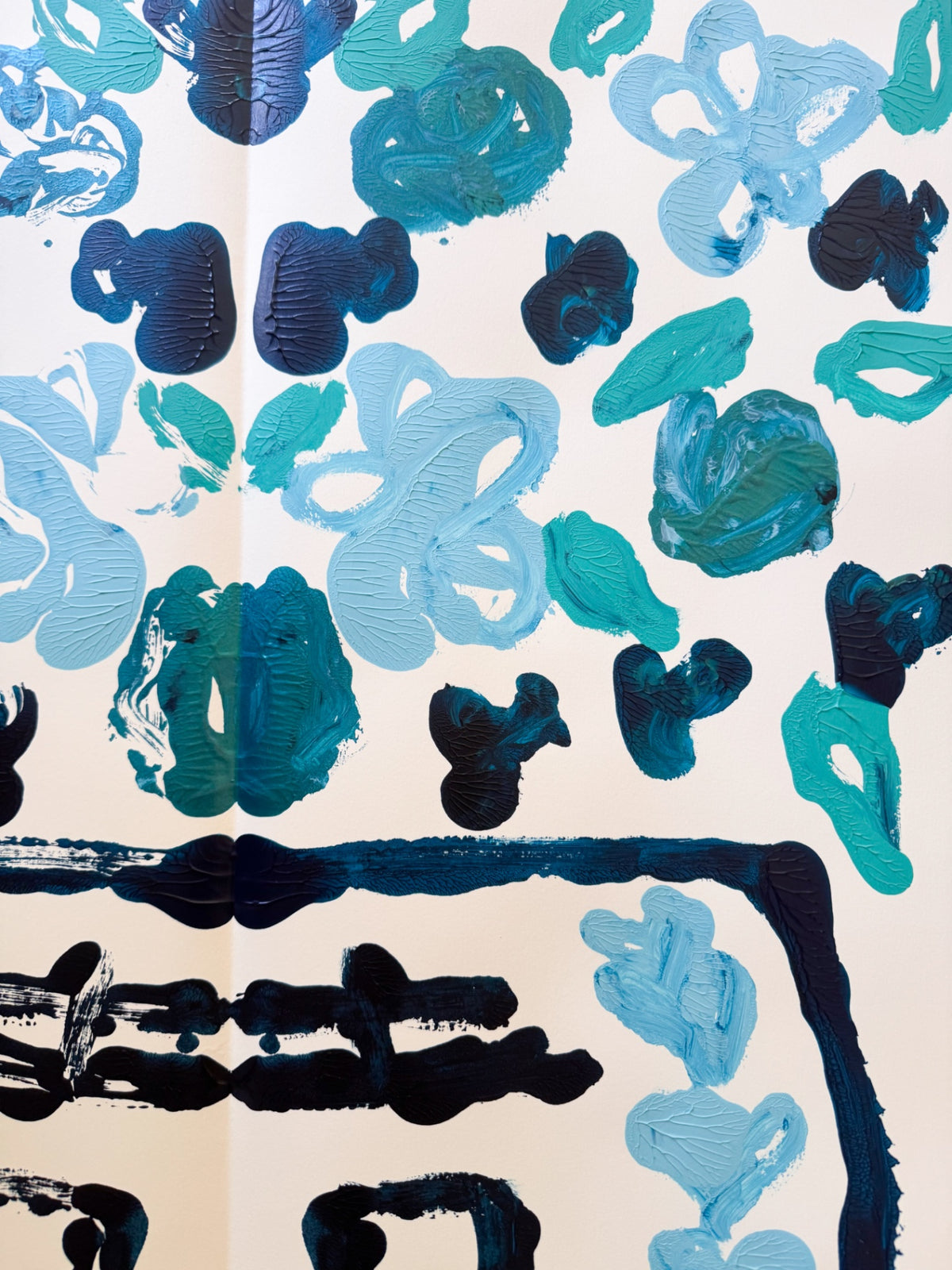 “So Blue” Rorschach Double Happiness Ginger Jar Acrylic Painting 22x30”