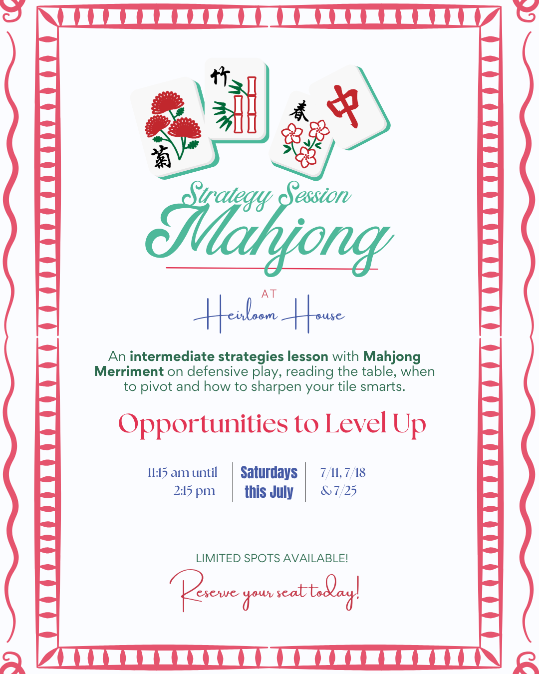 Mahjong Merriment Strategy Session Saturdays in July