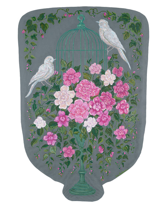 Lee Anderson Art Gray, Pink, Green, Jade, and White