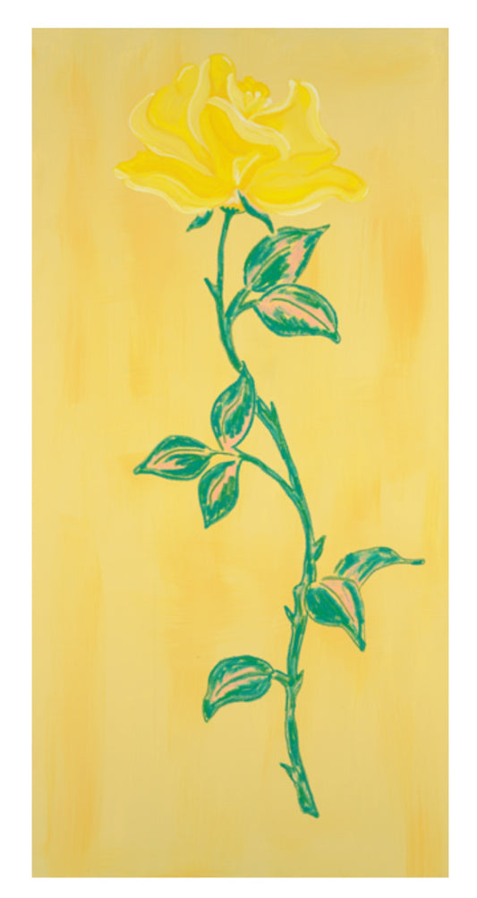 “Stemmed Sunshine” by Lee Anderson Barnett, Acrylic and oil pastel on canvas, 24”x48”